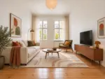 Attractive 2-room apartment with balcony in the Reuterkiez area - Visualisierung Wohnzimmer