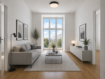 Pure living comfort: bright 3-room apartment with a large balcony - Wohnzimmer Visualisiert