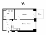 Gemütlich & sonnig: 2-Zimmer-Wohnung mit Balkon, ganz ohne Provision - Grundriss